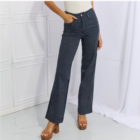 Judy Blue Striped Women's High Waisted Tummy Control Jean Pants_27